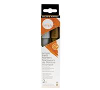 Daler-Rowney Simply Acrylic Marker Pen Set, 2 x Pens, Gold & Silver, Multi-Surface, Water-Based, 2-3mm Tip, Ideal for Entry-Level Artists & Hobbyists