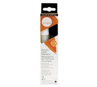 Daler-Rowney Simply Acrylic Marker Pen Set, 2 x Pens, White & Black, Multi-Surface, Water-Based, 2-3mm Tip, For Entry-Level Artists & Hobbyists