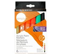 Daler-Rowney Simply Acrylic Marker Pen Set, 6 Assorted Pastel Colours, Multi-Surface, Water-Based, 2-3mm Tip, For Entry-Level Artists & Hobbyists