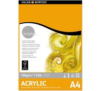 Daler-Rowney Simply Acrylic Paper, Linen Texture, 190 gsm, 115lb, Pad, Glued 1 Side, A4 - approx. 8.3 x 11.7in - 21 x 29.7 cm, White, 16 Sheets