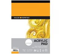 Daler-Rowney Simply Acrylic Paper, Linen Texture, 190 gsm, 115lb, Pad, Glued 1 Side, A4 - approx. 8.3 x 11.7in - 21 x 29.7 cm, White, 16 Sheets
