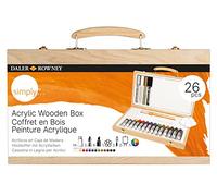 Daler-Rowney Simply Acrylic Wooden Box Set, 14 Vibrant Colours, Multi-Surface, Ideal for Professional Artists and Students