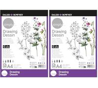 Daler-Rowney Simply Drawing & Sketching Paper Pad, A4, 120gsm, 50 Sheets, for Entry-Level Artists & Hobbyists (Pack of 2)