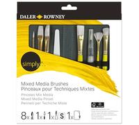 Daler-Rowney Simply Mixed Media Brush Set, 10 Pieces, Zip Case, Short Handle, Watercolour, Acrylic, Mixed Media, Oil Painting, Art Tools, For Entry-Level Artists & Hobbyists