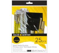 Daler-Rowney Simply Mixed Media Foam & Detail Brush Set, 25 Pieces, Short Handle, Watercolour, Acrylic, Mixed Media, Oil Painting, Art Tools, For Entry-Level Artists & Hobbyists