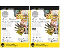 Daler-Rowney Simply Mixed Media Paper Pad, Drawing & Painting, A4 160gsm, 30 Sheets, for Entry-Level Artists & Hobbyists (Pack of 2)