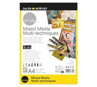 Daler-Rowney Simply Mixed Media Paper Pad, Drawing & Painting, A4 160gsm, 30 Sheets, Ideal for Entry-Level Artists & Hobbyists
