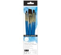 Daler-Rowney Simply Natural Pony Hair Watercolour Brush Set with Short Handles, 5 Assorted Brushes, For Entry-Level Artists & Hobbyists