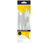 Daler-Rowney Simply Plastic Spatula Set, 5 Pieces, White, Acrylic, Mixed Media, Oil Painting, Art Tools, for Entry-Level Artists & Hobbyists