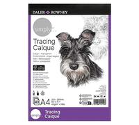 Daler-Rowney Simply Smooth Surface 43gsm A4 Tracing Paper Pad, Glued 1 Side, 40 Sheets, Ideal for Entry-Level Artists & Hobbyists