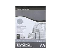 Daler-Rowney Simply Smooth Surface 60gsm A4 Tracing Paper Pad, Glued 1 Side, 40 Sheets, For Entry-Level Artists & Hobbyists