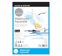 Daler-Rowney Simply Watercolour Paper Pad, A4, 190gsm, 14 Sheets, Ideal for Entry-Level Artists & Hobbyists, White