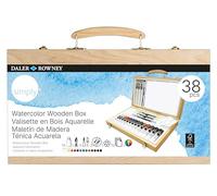 Daler-Rowney Simply Watercolour Wooden Box Set, 14 Vibrant Colours, Multi-Surface, for Entry-Level Artists & Hobbyists