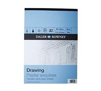 Daler-Rowney Smooth 96gsm A3 Drawing Paper Pad, Glued 1 Side, Natural White, 50 Sheets, Acid-Free, Ideal for Professional Artists & Students