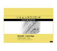 Daler-Rowney Smooth 130gsm A3 Cartridge Drawing Paper Pad, Glued 1 Side, 30 Natural White Sheets, Ideal for Professional Artists & Students