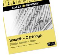 Daler-Rowney Smooth 130gsm A3 Cartridge Drawing Paper Pad, Glued 1 Side, 30 Natural White Sheets, Ideal for Professional Artists & Students