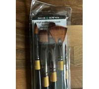 Daler Rowney System 3 Acrylic Brush Pack Set 501 Round Fan Flat Bright