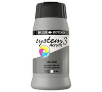 Daler-Rowney System3 Acrylic Paint, Plastic Pot, 16.91oz - 500 ml, Silver Imitation