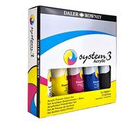 Daler-Rowney System3 150ml Acrylic Paint Process Set, 5 x Assorted Vibrant Colours, Multi-Surface, Ideal for Professional Artists & Students