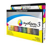 Daler-Rowney System3 59ml Acrylic Paint Selection Set, 8 x Assorted Vibrant Colours, Multi-Surface, Ideal for Professional Artists & Students