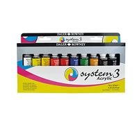 Daler-Rowney System3 Acrylic 37ml Paint Studio Set, 10 Assorted Vibrant Colours + 1 System3 Acrylic Brush, Ideal for Professional Artists & Students