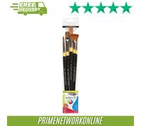 Daler-Rowney System3 Acrylic Brush, Stiff Synthetic Hair, Long Handle, Round, Flat, Fan and Bright, , Polybag, Set 501, 5 Assorted brushes