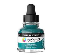Daler-Rowney System3 Acrylic Ink, Glass Bottle with Dropper, Opaque, 1oz - 29.5 ml, Phthalo Turquoise
