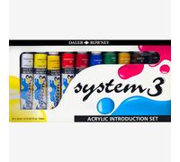 Daler-Rowney System3 Acrylic Introduction Set, 10 x 22ml Tubes, Assorted Vibrant Colours, Multi-Surface, Ideal for Professional Artists & Students
