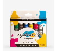 Daler-Rowney System3 22ml Acrylic Paint Starter Set, 6 x Assorted Vibrant Colours, Multi-Surface, Ideal for Professional Artists & Students