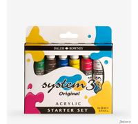 Daler-Rowney System3 22ml Acrylic Paint Starter Set, 6 x Assorted Vibrant Colours, Multi-Surface, Ideal for Professional Artists & Students