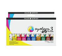 Daler-Rowney System3 Fluid Acrylic Set, 10 x 29.5ml Tubes, Assorted Vibrant Colours, Multi-Surface, Ideal for Professional Artists & Students