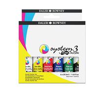 Daler-Rowney System3 Fluid Acrylic Set, 6 x 29.5ml Tubes, Assorted Vibrant Colours, Multi-Surface, Ideal for Professional Artists & Students