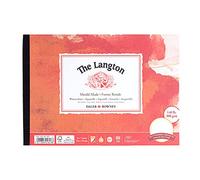 Daler-Rowney The Langton Hot-Pressed 300gsm 10 x 7 in Watercolour Paper Pad, Glued 1 Side, Acid-free, 12 Natural White Sheets, Ideal for Professional Artists
