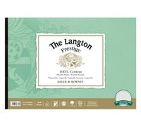 Daler-Rowney The Langton Prestige Cold-Pressed Watercolour & Gouache 300gsm 20 x 14in Paper Pad, Glued 1 Side, Natural White, 12 Sheets, Ideal for Professional Artists & Students