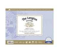 Daler-Rowney The Langton Prestige Watercolour Paper, Rough, 300 gsm, 140lb, Pad, Glued 4 Sides, 12 x 9in - 30.5 x 22.9 cm, Natural White, 12 Sheets