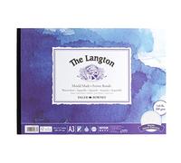 Daler-Rowney The Langton Rough 300gsm A3 Watercolour Paper Pad, Glued 1 Side, Acid-free, 12 Natural White Sheets, Ideal for Professional Artists
