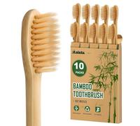Daletu 10 Pcs Bamboo Toothbrush Soft Bristle, Biodegradable Reusable Bamboo Toothbrushes, Wooden Toothbrushes Organic Natural Eco-Friendly BPA-Free Bristles