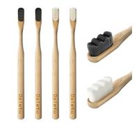 Daletu Bamboo Nano Toothbrushes for Sensitive Gums, 20000 Extra Soft Bristle Toothbrushes for Adults, Eco-Friendly, Natural Wooden Organic Micro Soft Bamboo Toothbrush - 4 Pack
