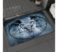 DALEXHM Microfibre Bath Mat, Door Mat, Pet Mat,Bathroom Rug Machine Washable,Non-slip,Super absorbent,Extra Soft,satan, symbol, inverted pentagram, sheep head,20x31in