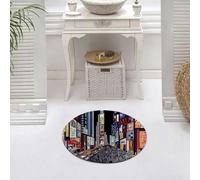 DALEXHM Microfibre Bath Mat, Door Mat, Pet Mat,Bathroom Rug Machine Washable,Non-slip,Super absorbent,Extra Soft,Vector illustration of a night view of times square in New York (all ads are i,24x24in