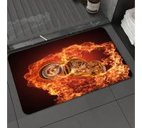DALEXHM Microfibre Bath Mat, Door Mat, Pet Mat,Bathroom Rug Machine Washable,Non-slip,Super absorbent,Extra Soft,Manly Set, Chopper Bike bursts through fire Motorbike-Motorbike-Dangerous Spor,20x31in