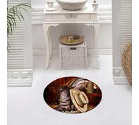 DALEXHM Microfibre Bath Mat, Door Mat, Pet Mat,Bathroom Rug Machine Washable,Non-slip,Super absorbent,Extra Soft,Western Set, authentic rodeo elements from the American West with an antique r,24x24in