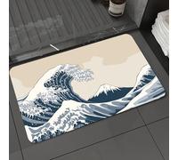 DALEXHM Microfibre Bath Mat, Door Mat, Pet Mat,Bathroom Rug Machine Washable,Non-slip,Super absorbent,Extra Soft,Great Wave with Mount Fuji 19th century japanese style woodblock print,24x39in