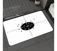 DALEXHM Microfibre Bath Mat, Door Mat, Pet Mat,Bathroom Rug Machine Washable,Non-slip,Super absorbent,Extra Soft,Black and White, Target Numbers and Bullet Holes Shooting Polygon Gun Training,24x39in
