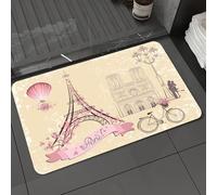 DALEXHM Microfibre Bath Mat, Door Mat, Pet Mat,Bathroom Rug Machine Washable,Non-slip,Super absorbent,Extra Soft,Kiss,Floral Paris Symbols Landmarks Eiffel Tower Hot Air...,24x39in