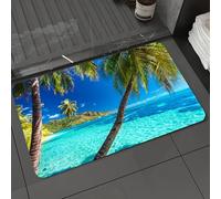 DALEXHM Microfibre Bath Mat, Door Mat, Pet Mat,Bathroom Rug Machine Washable,Non-slip,Super absorbent,Extra Soft,Palm trees on a tropical beach with a blue sea on Moorea Tahiti island,20x31in