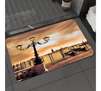 DALEXHM Microfibre Bath Mat, Door Mat, Pet Mat,Bathroom Rug Machine Washable,Non-slip,Super absorbent,Extra Soft,Venice lagoon. Gondolas moored by Saint Mark square on the Grand canals at nig,20x31in