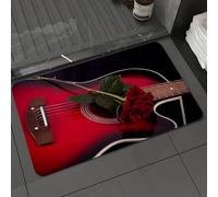 DALEXHM Microfibre Bath Mat, Door Mat, Pet Mat,Bathroom Rug Machine Washable,Non-slip,Super absorbent,Extra Soft,Red and Black, Spanish Musician Portugal Handmade Guitar with Love Theme,20x31in