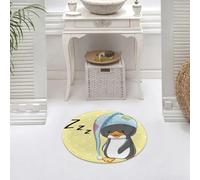 DALEXHM Microfibre Bath Mat, Door Mat, Pet Mat,Bathroom Rug Machine Washable,Non-slip,Super absorbent,Extra Soft,Cute cartoon penguin wearing nightcap, cute penguin ready to fall asleep, slee,24x24in