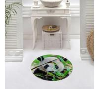 DALEXHM Microfibre Bath Mat, Door Mat, Pet Mat,Bathroom Rug Machine Washable,Non-slip,Super absorbent,Extra Soft,Animal, a black and white panda enjoys bamboo, surrounded by green leaves,24x24in